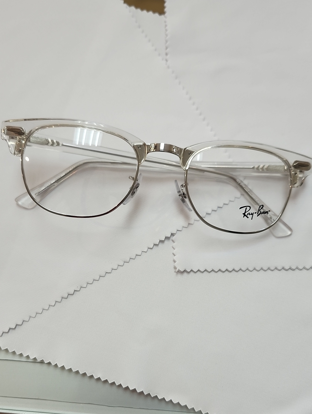 Ray-Ban Clear and Silver Semi-Rimmed Glasses
